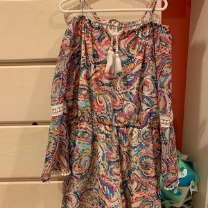 Colorful off the shoulder romper